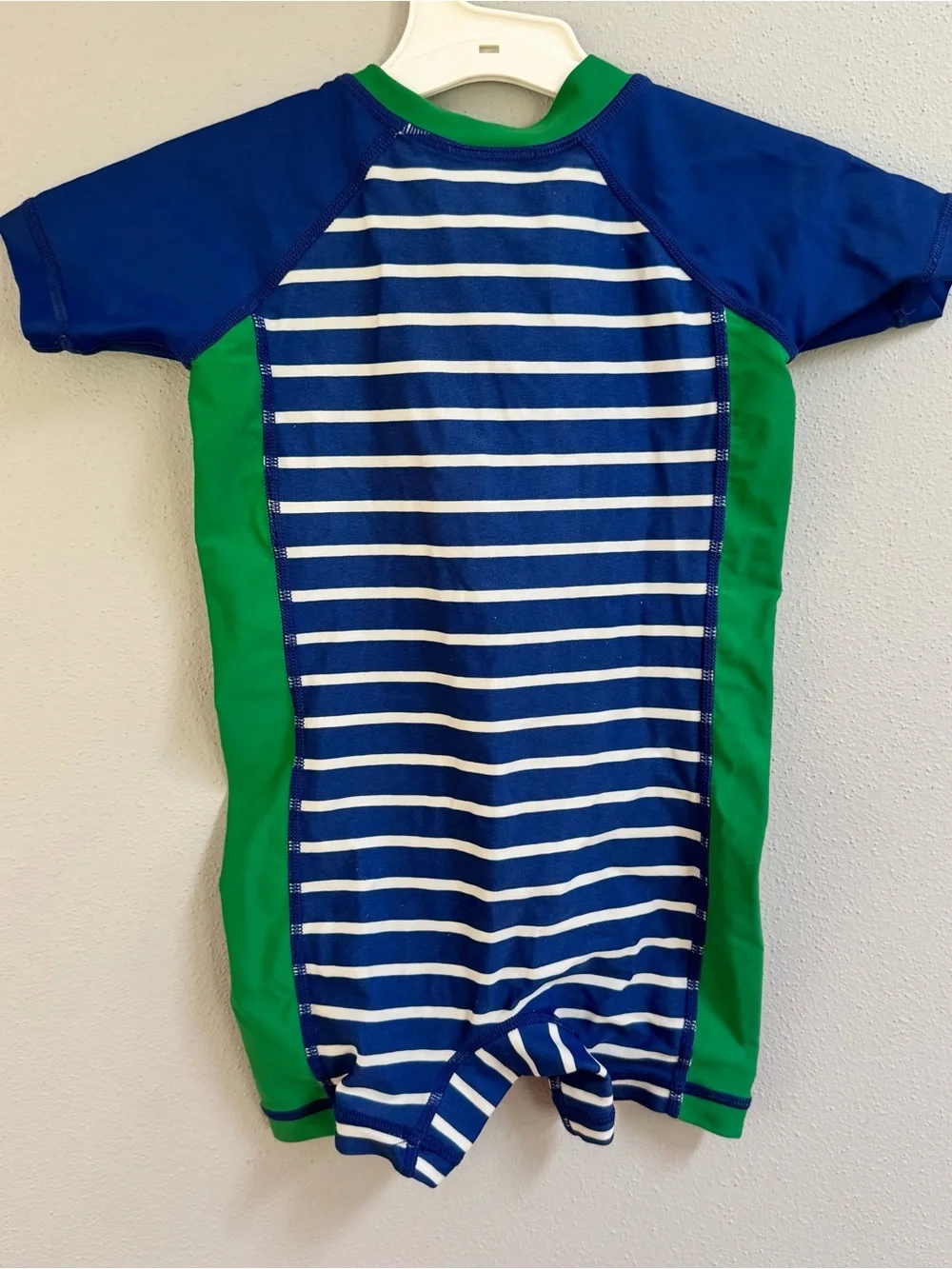 Hanna Andersson Kids Blue Green Striped Rash Guard One Piece Swimsuit Size‎ 80